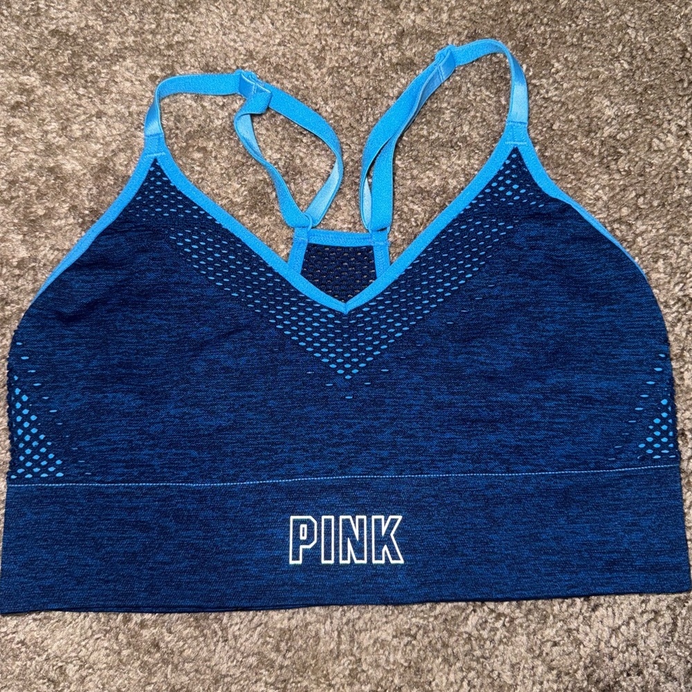 Womens VS PINK blue seamless sports bra